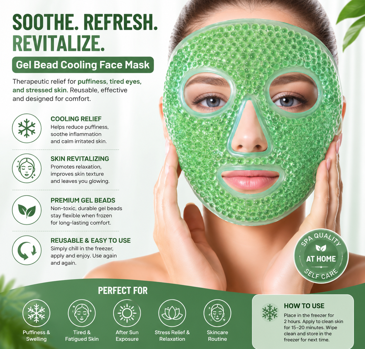 Full-Face Cool Gel Ice Mask | Ultimate Summer Cooling, Stress Relief & Sleep Therapy