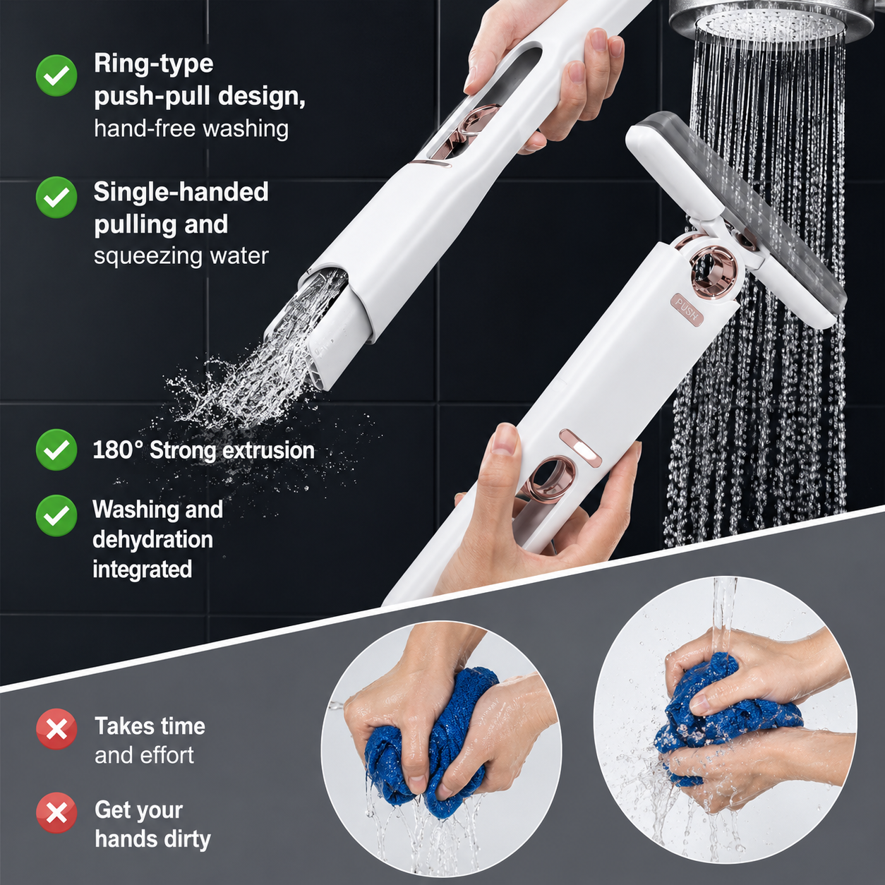 The Ultimate Portable Mini Mop | 2 Sponges | Wet & Dry Use |
