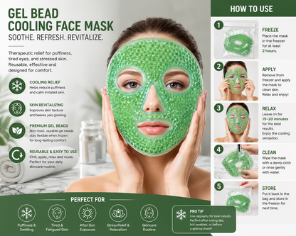 Full-Face Cool Gel Ice Mask | Ultimate Summer Cooling, Stress Relief & Sleep Therapy