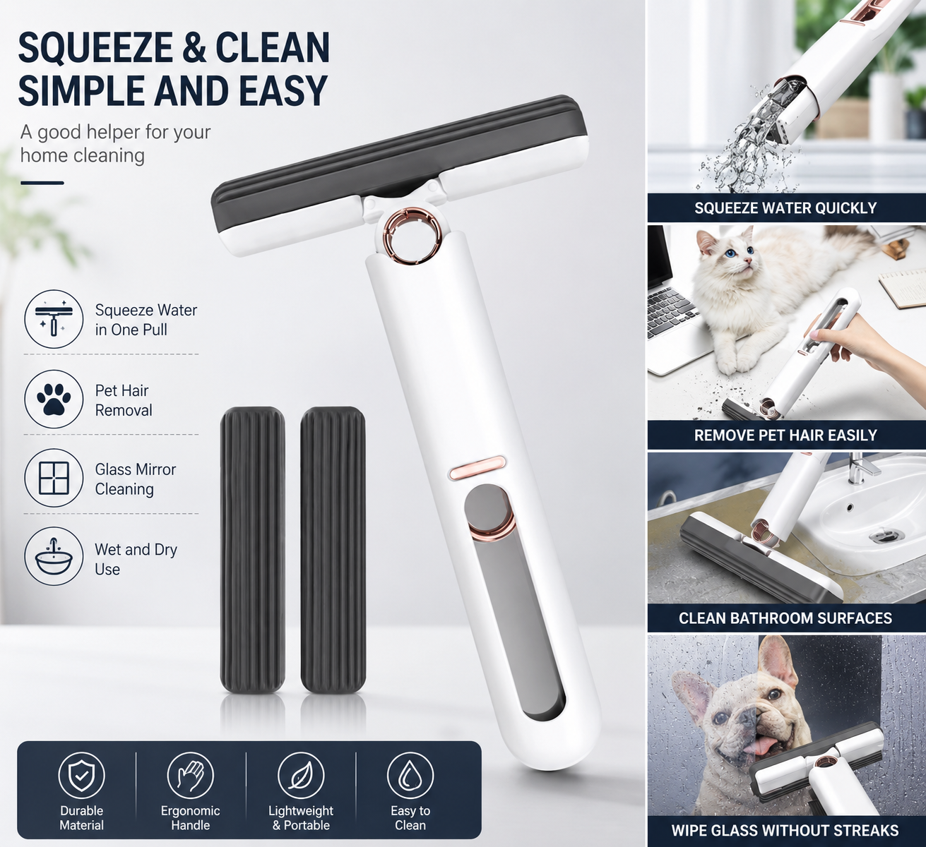 The Ultimate Portable Mini Mop | 2 Sponges | Wet & Dry Use |